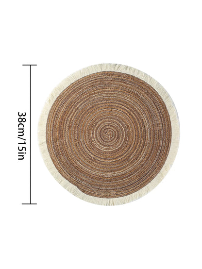 Hot Round Braided Placemats Set of 4 Washable PP Heat Resistant 38cm Table Place Mat for Kitchen Xmas Dining Table Party Decor