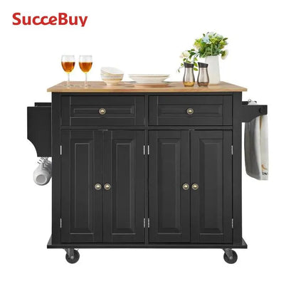43" Kitchen Island Cart Wood Top