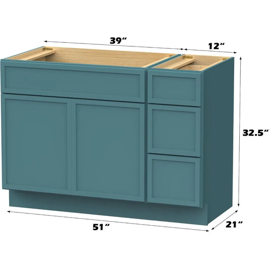 42" Unassembled  Bathroom Vanity - 2-Door & 3-Drawer Floor Cabinet