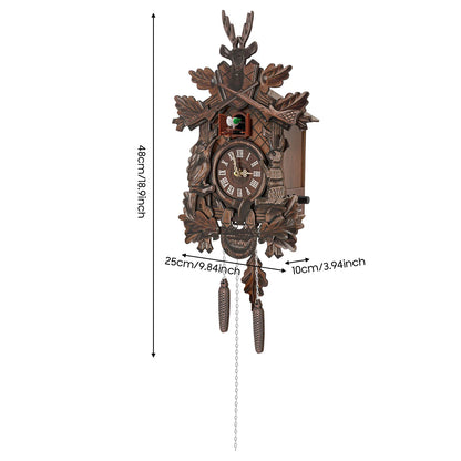 Wooden Cuckoo Clock with Pendulum Bird Automatic Chiming for Living Room Kitchen Office Wall Silent Quartz Movement