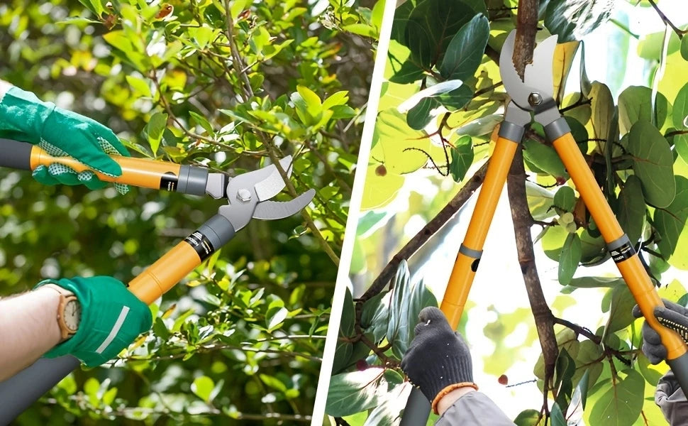 Hedge Shears, Pruning Shears with Telescopic Handles, Extendable Heavy-Duty Branch Cutters， Garden Clippers