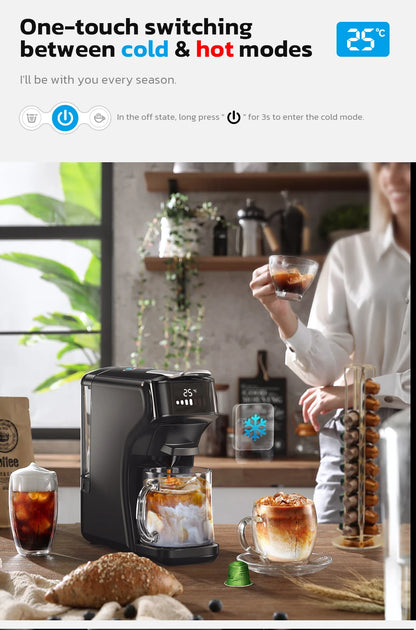 6in1 Capsule Coffee Machine Hot/Cold Multiple Espresso  Cappuccino Coffee Maker