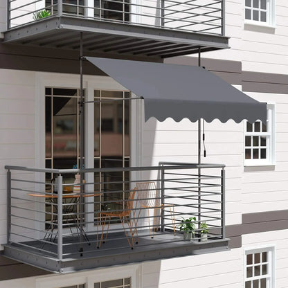 Awning Balcony Patio Retractable Awning UV50+ Sun Shade Awning Clamp Garden Sun Protection with Hand Crank Without Drilling