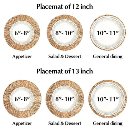 4/8/12pcs Round Woven Placemats Set Boho Rattan Placemat Natural Placemats 12Inch Farmhouse Weave Straw Braided Table Dinner Mat
