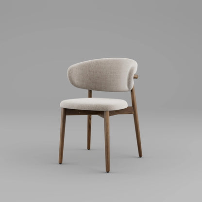 Solid Wood Dining Chairs Set of 2, Modern Upholstered Dining Chair with Curved Backrest, Natural Wood Legs