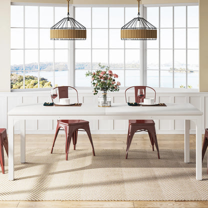 Dining Table for 6-8 People, 200cm Large Narrow Long Rectangular Kitchen Dinner Table, Rustic Wood Dining Table