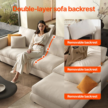 Comfy Cloud Couch 108.2'' Modern Sectional Sofa for Living Room Down Filled