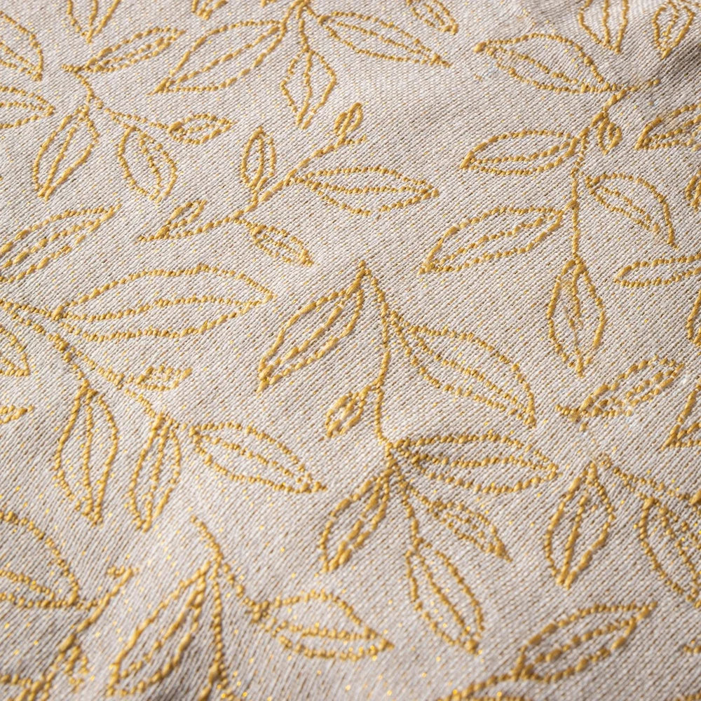 Elegant 84 Inch Rectangular Tablecloth with Gold Leaf Design Waterproof Fabric Ideal Dining Protection and Decoration