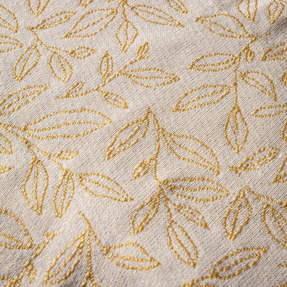 Elegant 84 Inch Rectangular Tablecloth with Gold Leaf Design Waterproof Fabric Ideal Dining Protection and Decoration