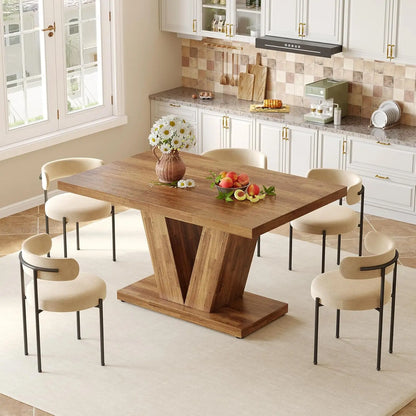 47 Inches Dining Table for 4, Modern Dining Room Tables, White Rectangle Table for Dining Room, Kitchen, Living Room