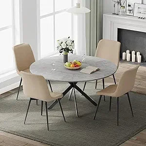 47" Round Dining Table Set for 4, Modern Kitchen Table Set with Steel Legs