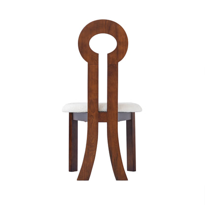 Wooden Dining Chairs Set of 2 Modern Round Dining Room Chair Comfy Fabric Upholstered Kitchen Chairs