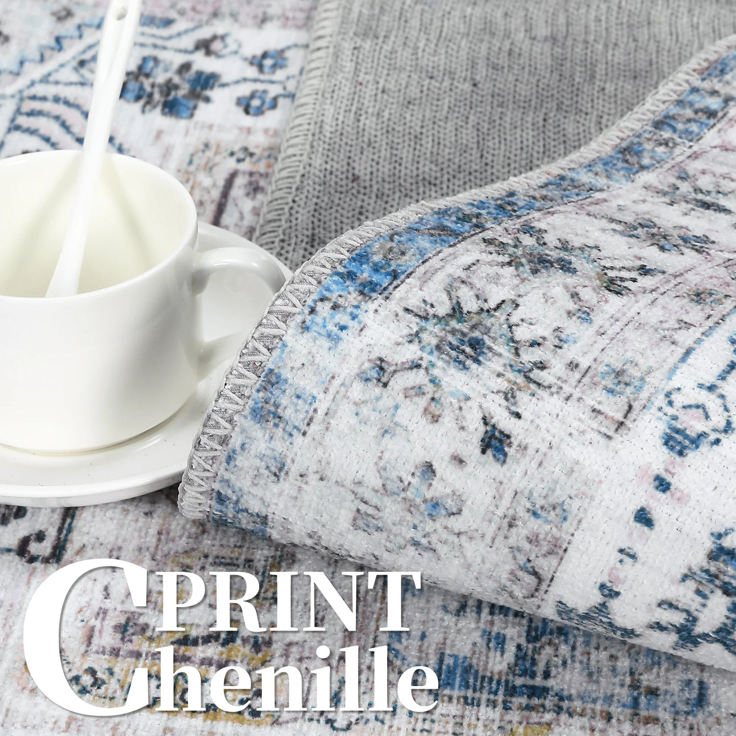 Large Area  Living Room Rug 10x13 Vintage Carpet Washable  Easy Cleaning Stain Resistant Indoor Carpet with Non-Slip