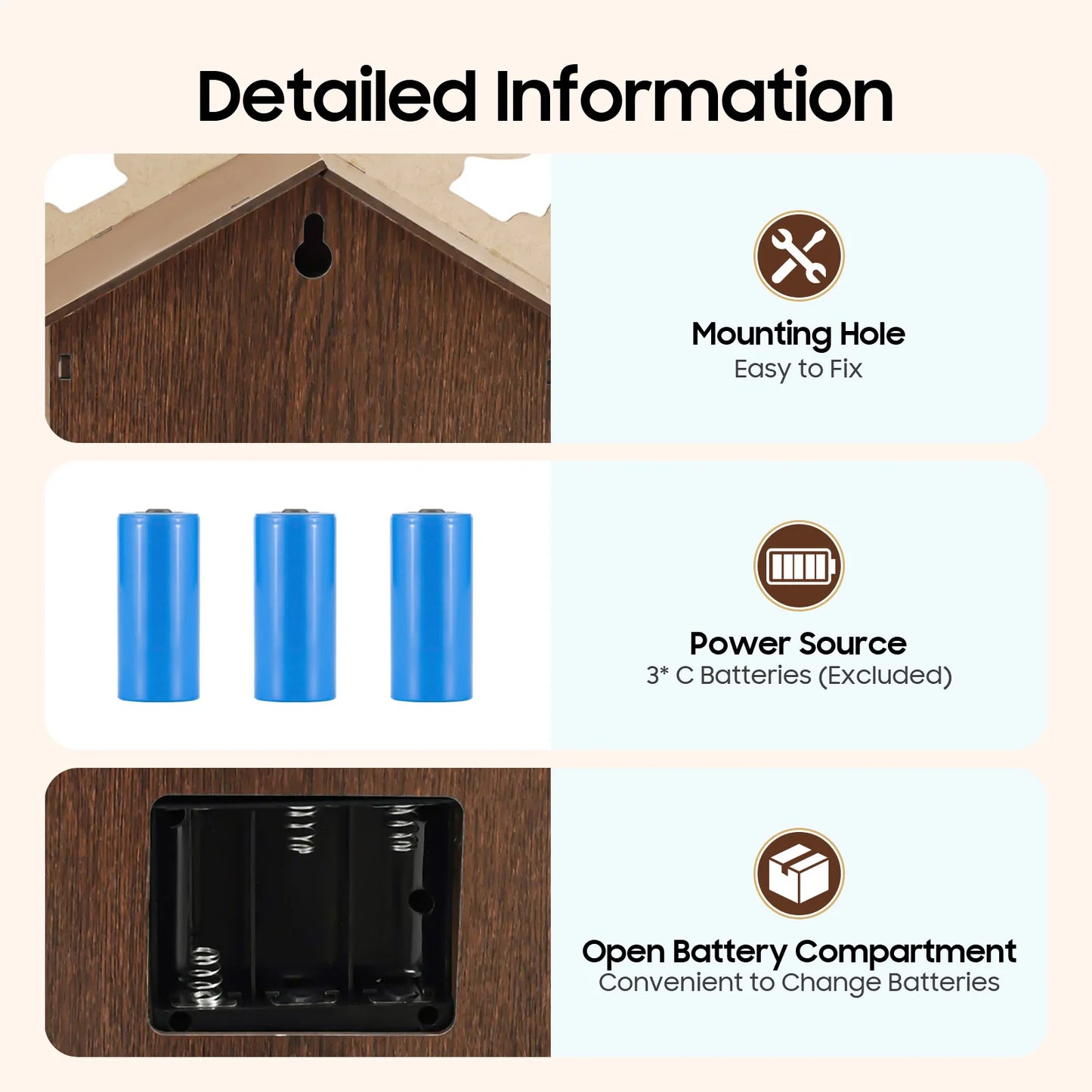 Wooden Cuckoo Clock with Pendulum Bird Automatic Chiming for Living Room Kitchen Office Wall Silent Quartz Movement