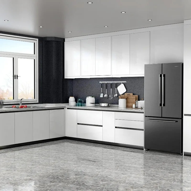 French Door Refrigerator with Installed Ice Maker and Bottom Freezer Adjustable Electrical Thermostat Control