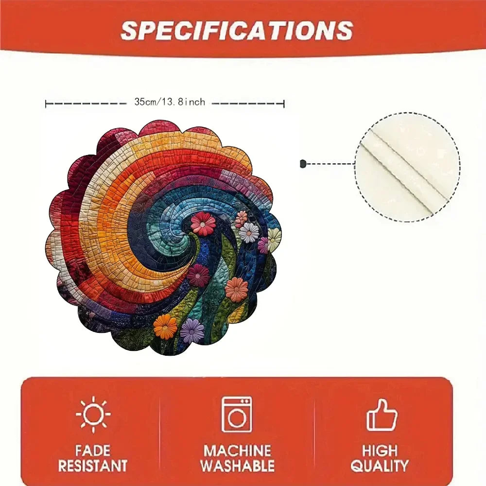 6Pcs Restaurant Spiral Fabric Placemats Colorful Floral Patterns Individual Table Placemats Kitchen Dining Table Mats