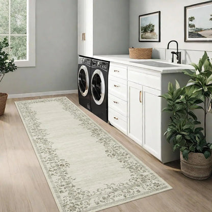 Washable Floral Area Rug