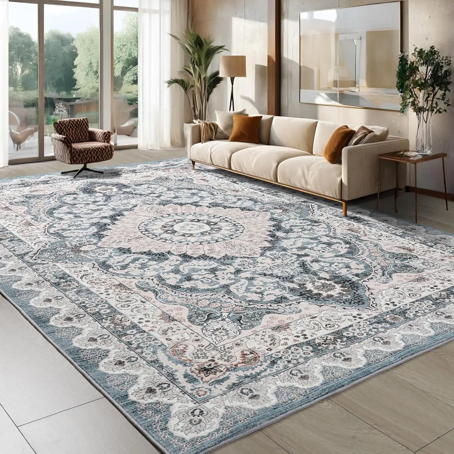 Non-Slip Low Pile Area Rugs ,Machine Washable