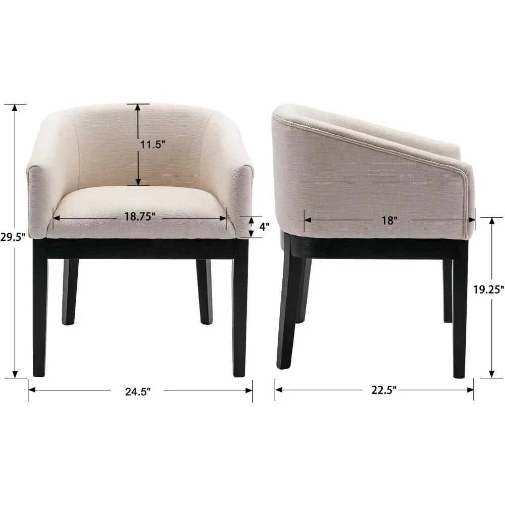 Beige Dining Chairs Set of 6, Mid-Century Modern Dining Chairs, Linen Upholstered