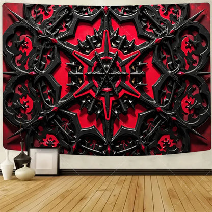 1pc Wall Tapestry  Moon Phase Tapestry - Gold Floral Mandala Wall Hanging