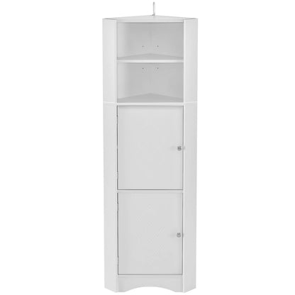 Tall Bathroom Corner Cabinet, Freestanding Storage Cabinet with Doors and Adjustable Shelves