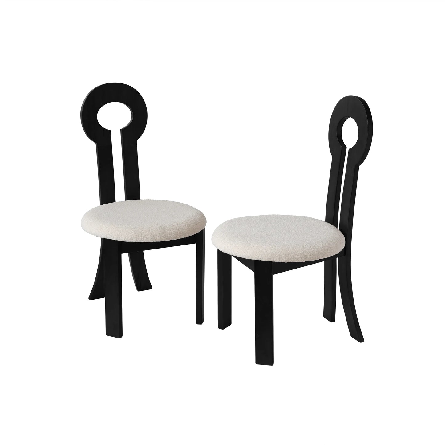 Wooden Dining Chairs Set of 2 Modern Round Dining Room Chair Comfy Fabric Upholstered Kitchen Chairs