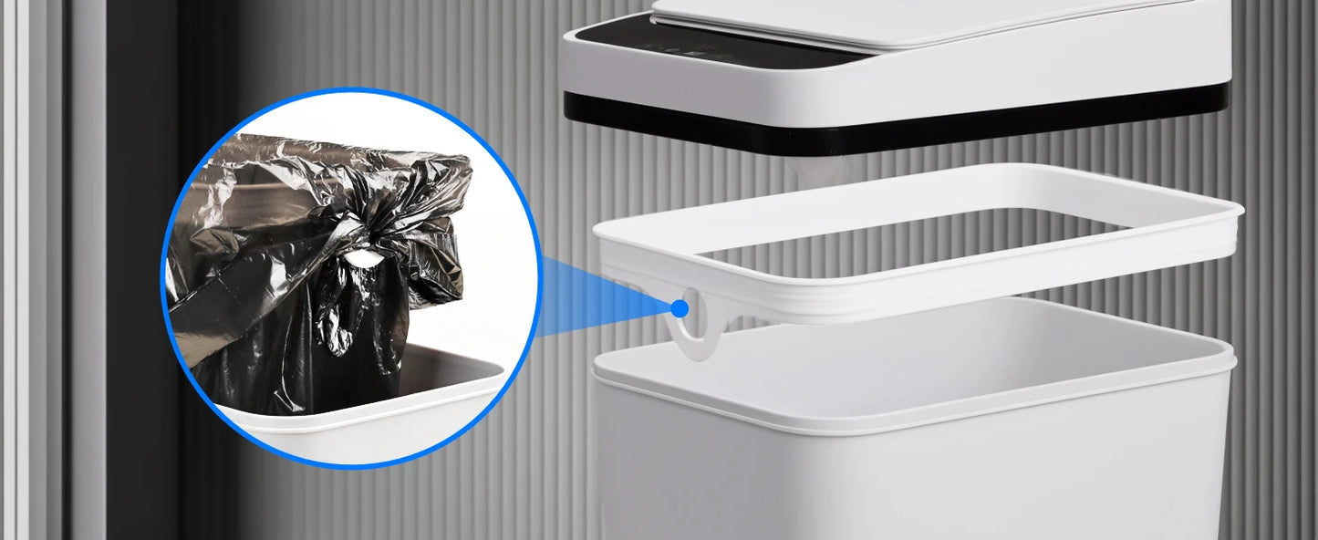 2 Pack 12L & 18L Bathroom Automatic Trash Can Touchless Motion Sensor Garbage Can with Lid for Bedroom living Room Kitchen White