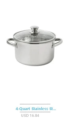 Aluminum 4-Quart Nonstick Dutch Oven Glass Lid Cooking Pot Beans Rice Stews Soups
