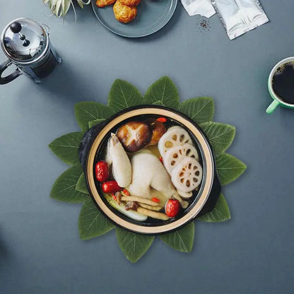 Table Decor Green Leaves Shape Heat Proof Table Mat Washable Dining Table Mats Heat Insulation Table Place Mat For Dining Room