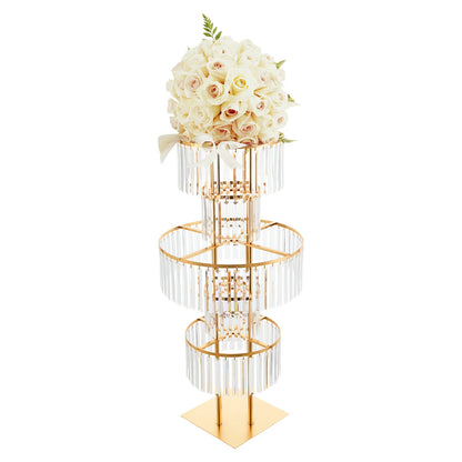5 Tiers Gold Wedding Centerpieces Flower Stand Vase Centerpiece Acrylic Flower Stand with Hanging Acrylic