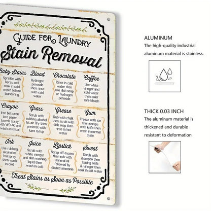 Antique Iron Laundry Guide Plate Metal Wall Artwork with Decontamination Tips Waterproof and Dustproof Ideal Home Decoration