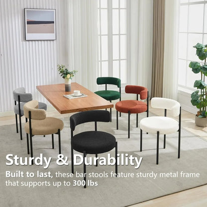 Faux Leather Dining Chairs Set of 4, Mid Century Modern Dining Room Chairs with Barrel Backrest, Upholstered Black Kitchen Chair