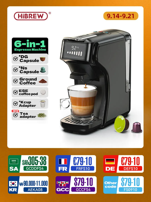 6in1 Capsule Coffee Machine Hot/Cold Multiple Espresso  Cappuccino Coffee Maker