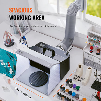 Airbrush Spray Booth Portable Hobby  Kit with 4 LED Light Powerful Dual Exhaust Fans