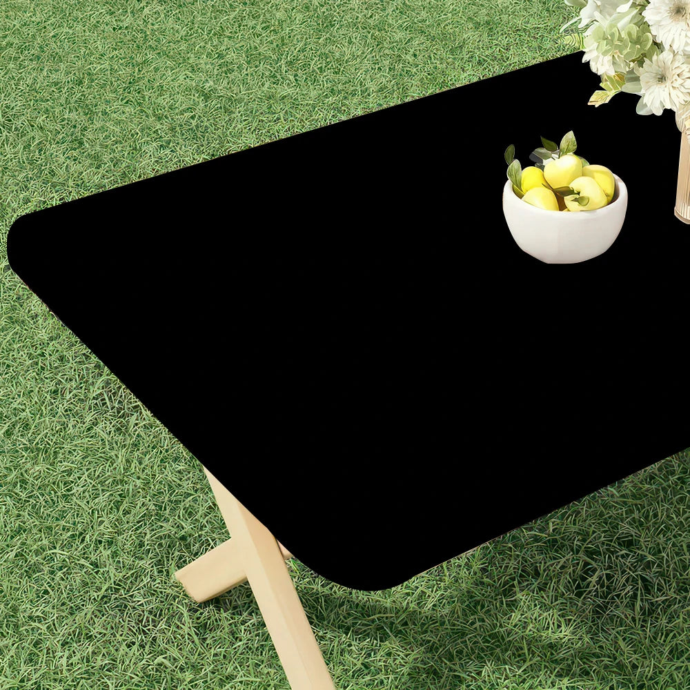 Solid Color Polyester Elastic Rectangular Tablecloth - Universal Fit for Home Parties, Picnics, Weddings & Banquets