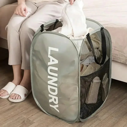 Clothes Basket Large Capacity Mesh Laundry Basket Ventilated Foldable Easy Storage Portable Bathroom Clothes Organizer Bag