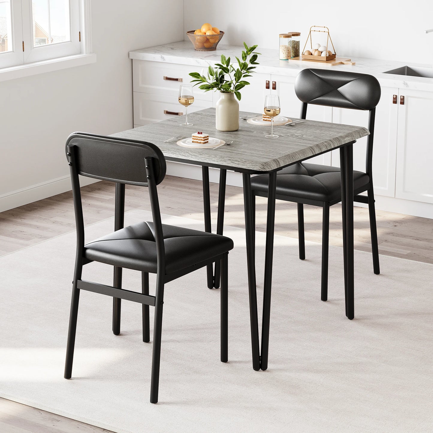 Small Dining Table Sets for 2 with Upholstered Chairs