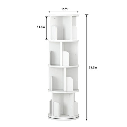 4 Tier Rotating Bookshelf Tower Floor Standing Storage Rack 360 Degree Revolvin Bookcase  Narrow Bookshelf Organizer for Home