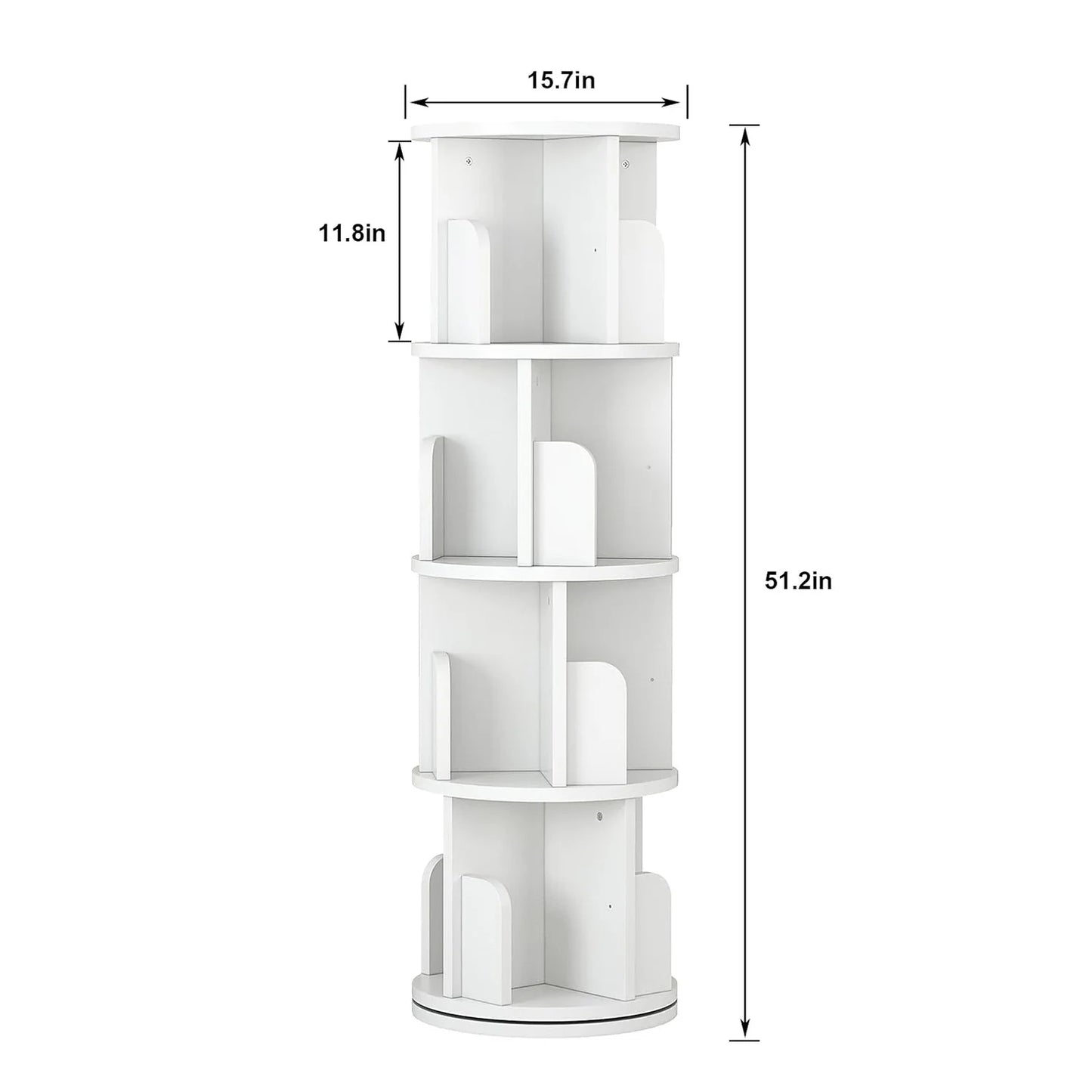 4 Tier Rotating Bookshelf Tower Floor Standing Storage Rack 360 Degree Revolvin Bookcase  Narrow Bookshelf Organizer for Home