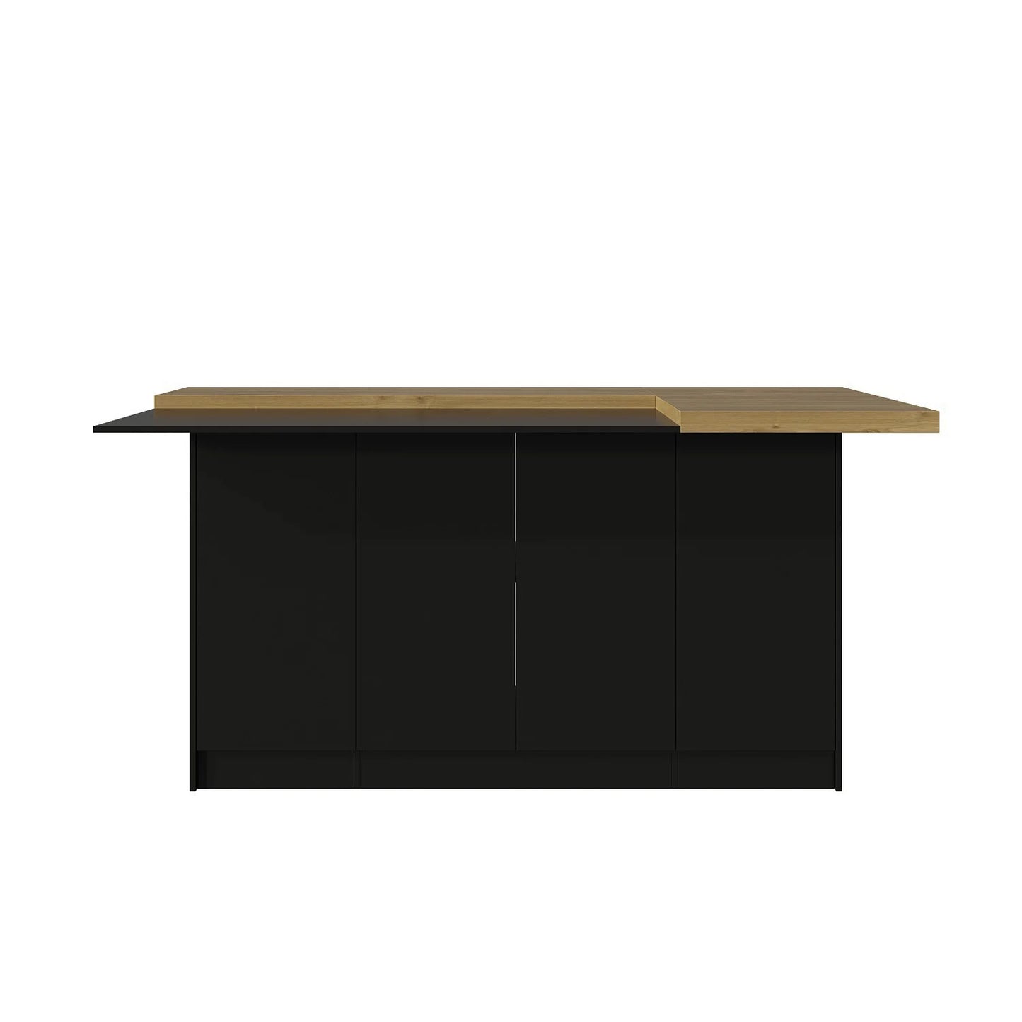 Modern Kitchen Island With 14 Shelves, Kitchen Cabinet With Spacious Countertop, Storage Cabinet For Kitchen, Black