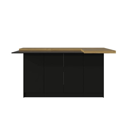 Modern Kitchen Island With 14 Shelves, Kitchen Cabinet With Spacious Countertop, Storage Cabinet For Kitchen, Black