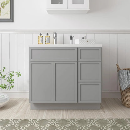 42" Unassembled  Bathroom Vanity - 2-Door & 3-Drawer Floor Cabinet