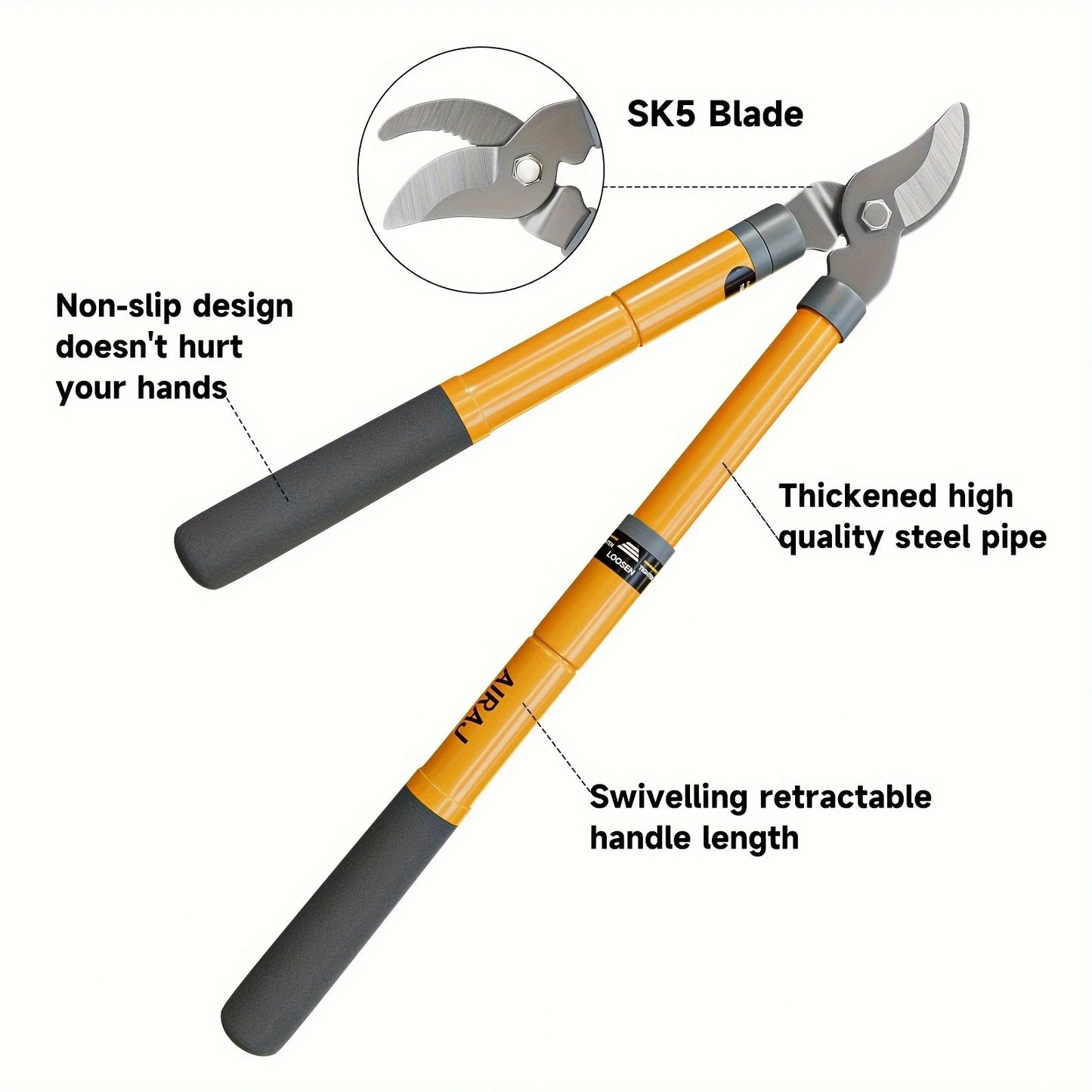 Hedge Shears, Pruning Shears with Telescopic Handles, Extendable Heavy-Duty Branch Cutters， Garden Clippers