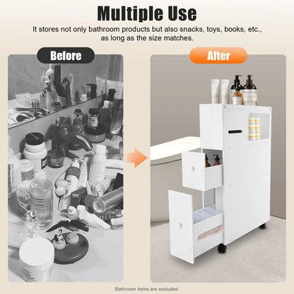 Bathroom Storage Cabinet, Narrow Floor Storage Cabinet, Storage Cabinet with Drawers 50kg Load-bearing Capacity