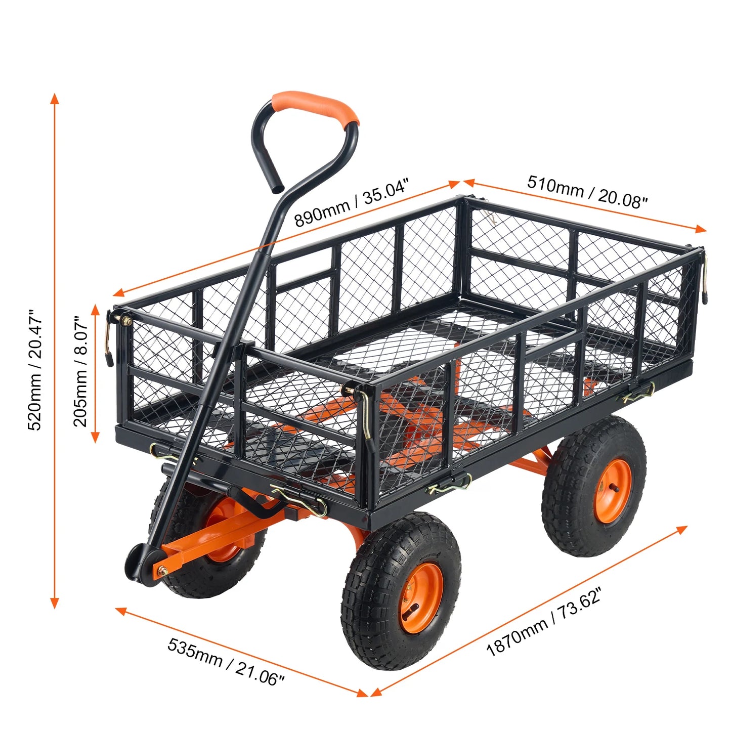 Garden Cart Sturdy Metal Utility Wagon with Simple Assembly Versatile Dump Cart Wheelbarrow with 400/880lbs Capacity