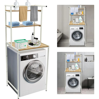 3 Tier Wooden Over The Washer and Dryer Storage Shelf  Washing Machine Storage Shelf for  Laundry Room
