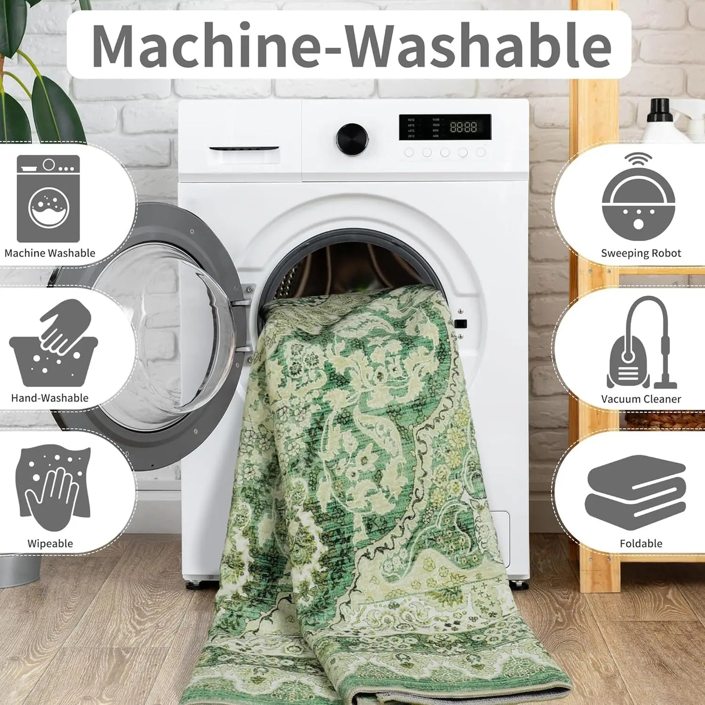 Non-Slip Low Pile Area Rugs ,Machine Washable