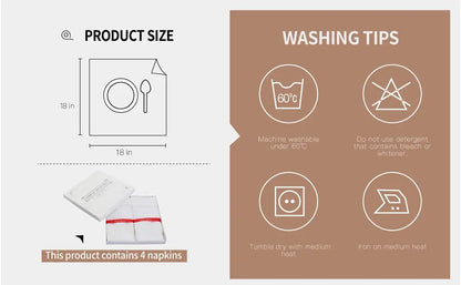 4PCS 100% Linen serving Napkins Reusable Washable wedding decoration Birthday party Table napkin 18 x 18 inch