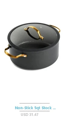 Aluminum 4-Quart Nonstick Dutch Oven Glass Lid Cooking Pot Beans Rice Stews Soups