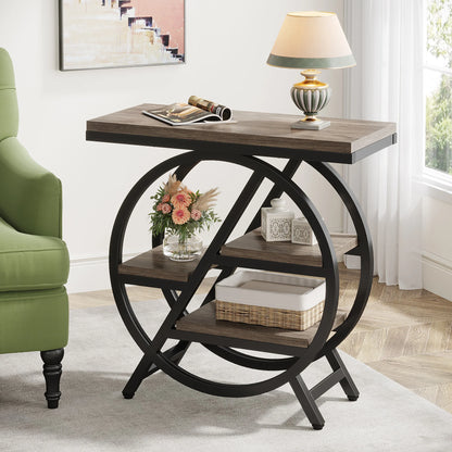 End Table for Living Room, 3-Tier Narrow Side Table with Storage